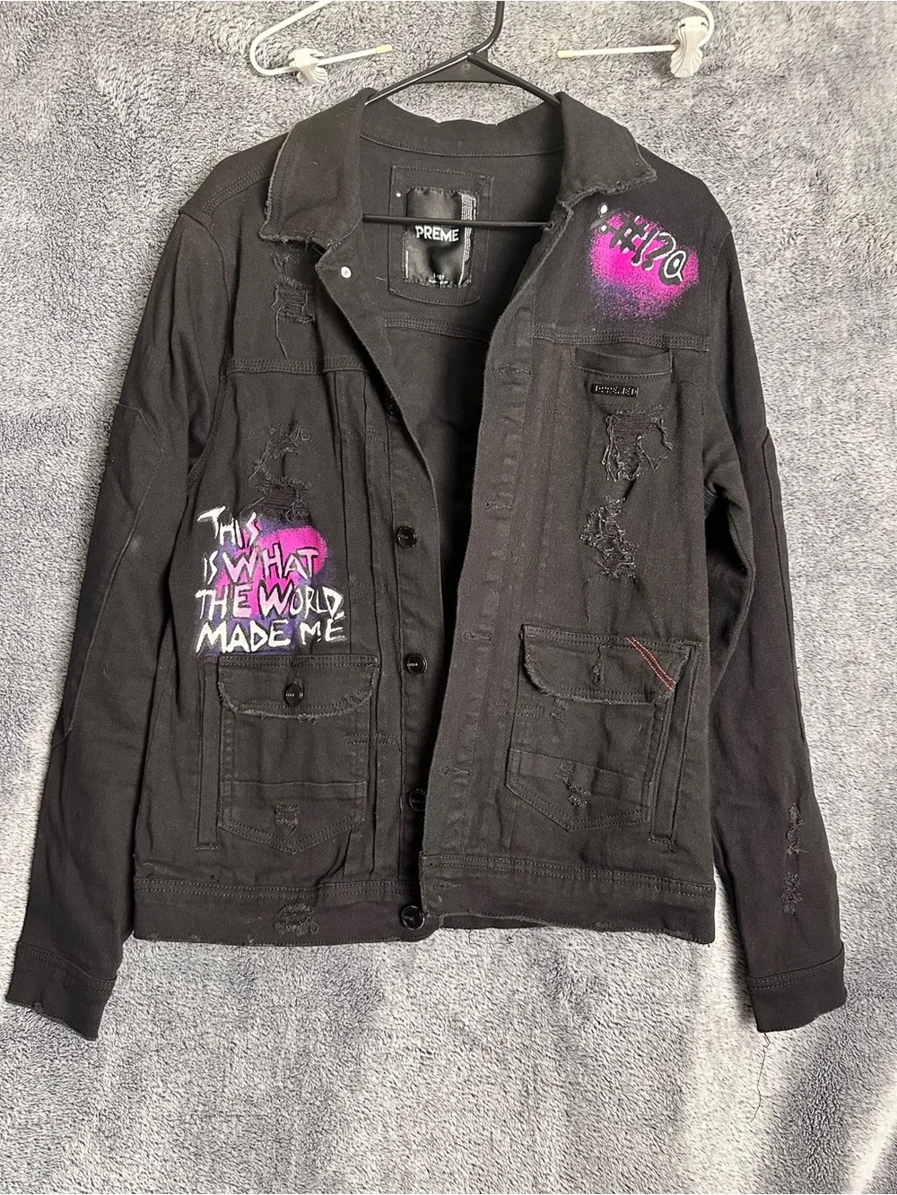 PREME Black Hand-Painted Military Field Jacket